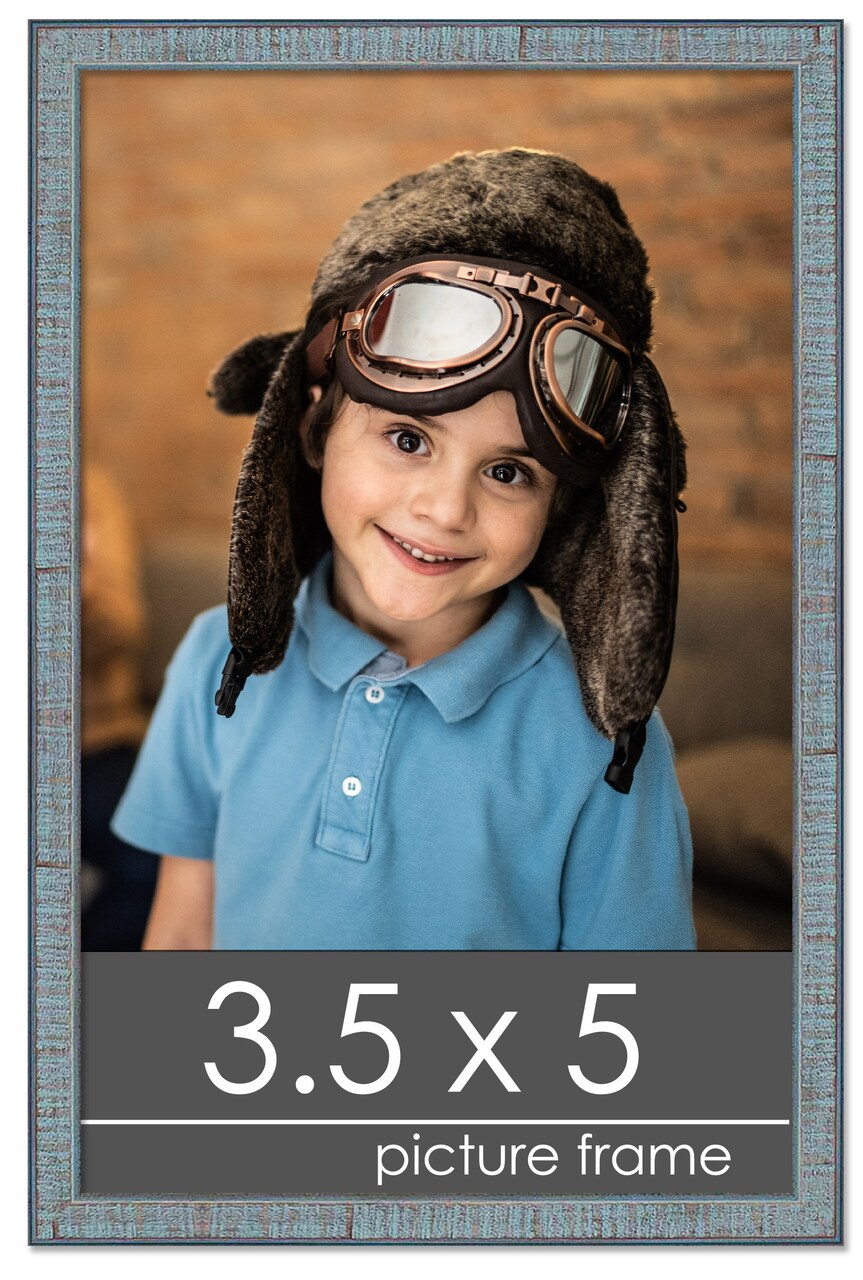 Photo Size Textured Blue Picture Frame - UV Acrylic, Foam Board Backing, Hanging Hardware